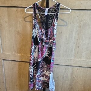 (J51) Womans Sz L, Secret Treasures Paisley Chemise - Black, Pink, White